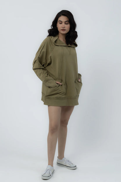 Rose Oversized Hoodie Dress (Henna)