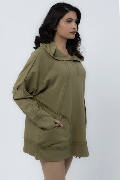 Rose Oversized Hoodie Dress (Henna)