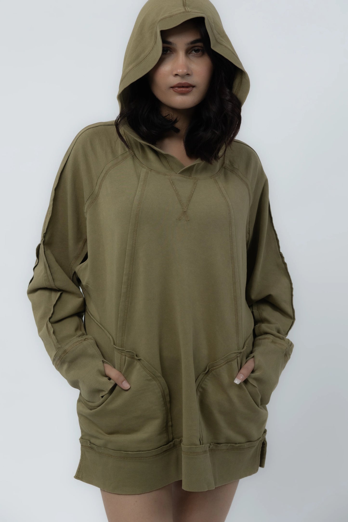 Rose Oversized Hoodie Dress (Henna)