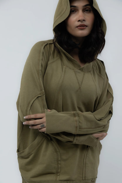 Rose Oversized Hoodie Dress (Henna)