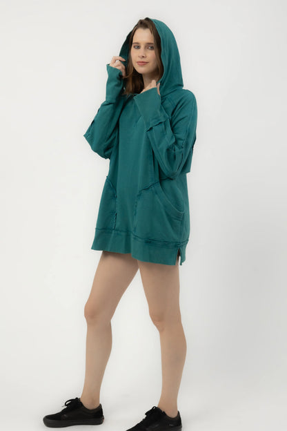 Rose Oversized Hoodie Dress (Teal)