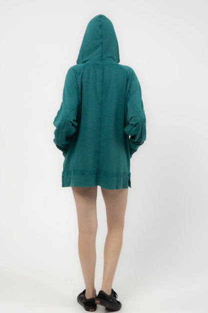 Rose Oversized Hoodie Dress (Teal)