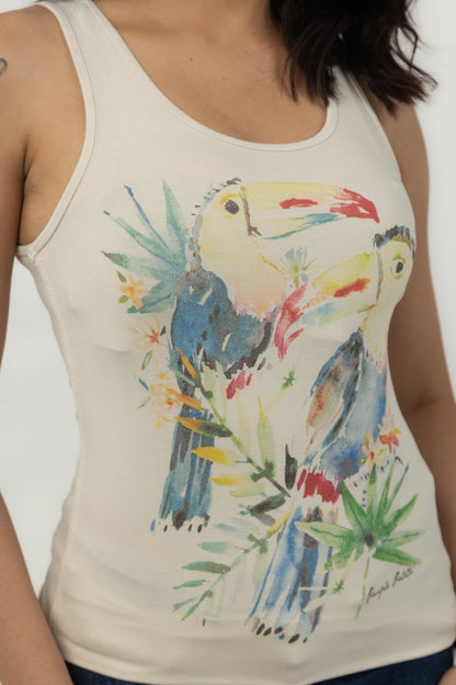 Slim Fit Essentials Toucan Graphic Tank Top