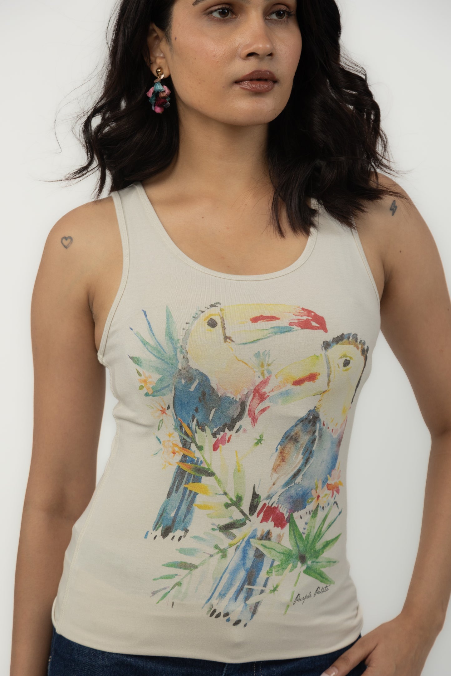 Slim Fit Essentials Toucan Graphic Tank Top