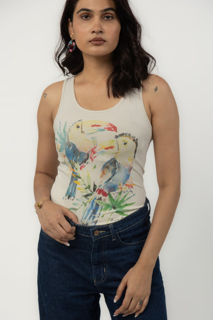 Slim Fit Essentials Toucan Graphic Tank Top