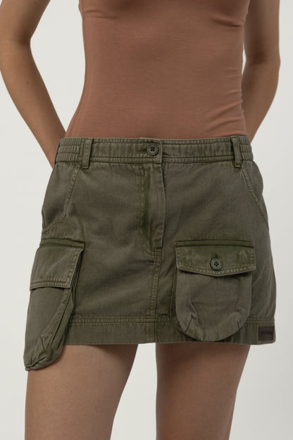 Sage Utility Twill Mini Skirt