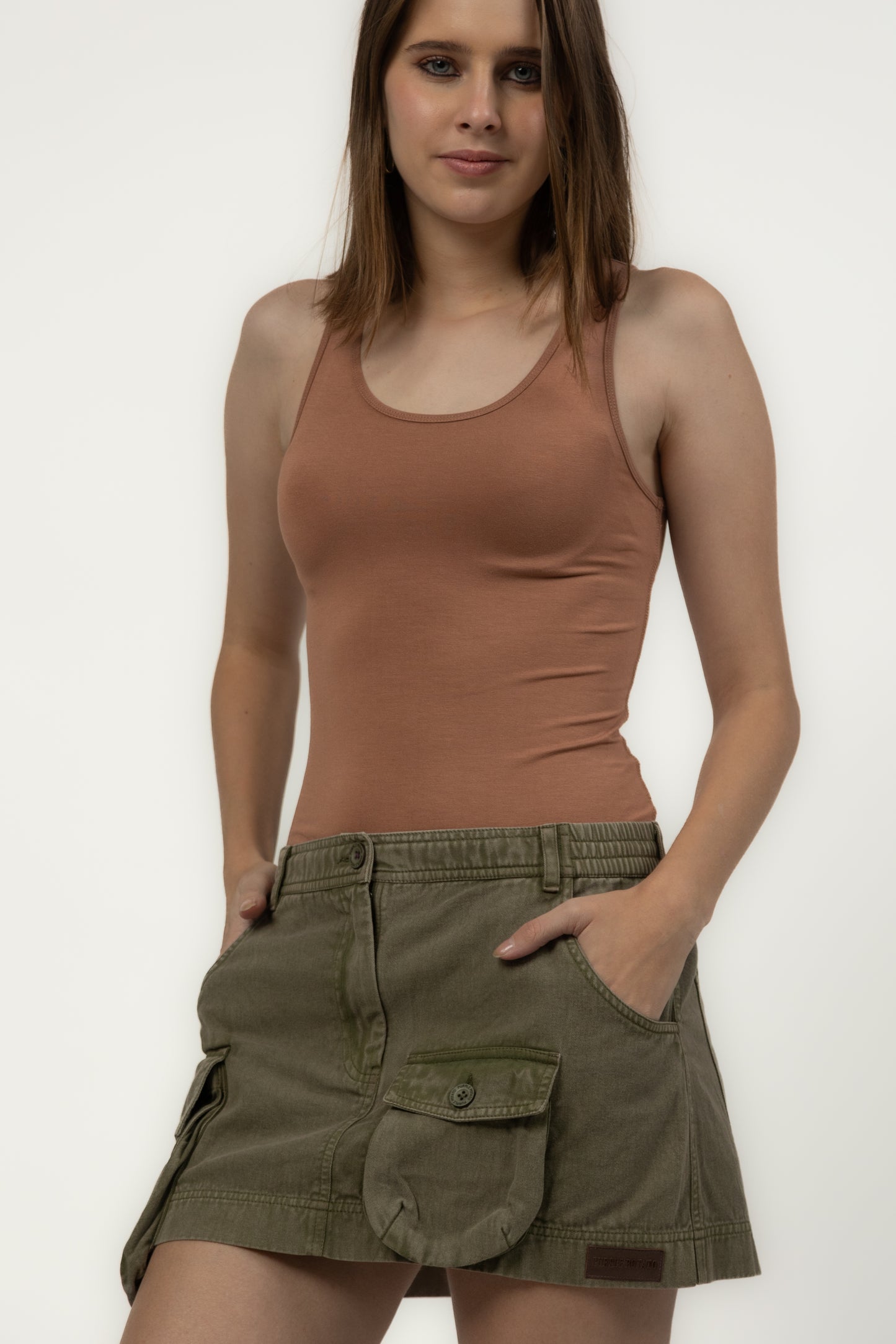 Sage Utility Twill Mini Skirt