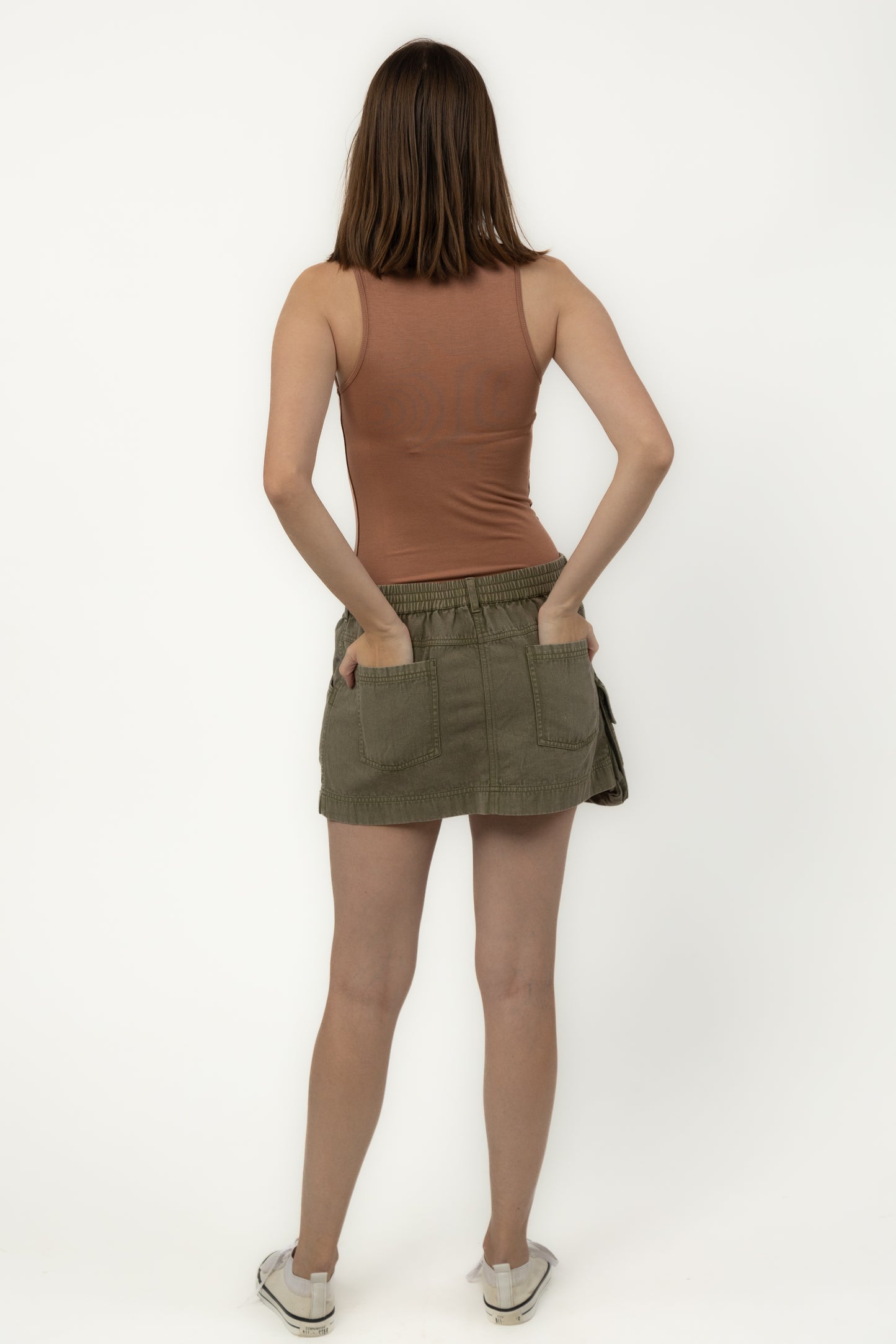 Sage Utility Twill Mini Skirt