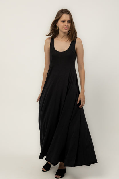 Long Knit Cocktail Dress (Ebony)