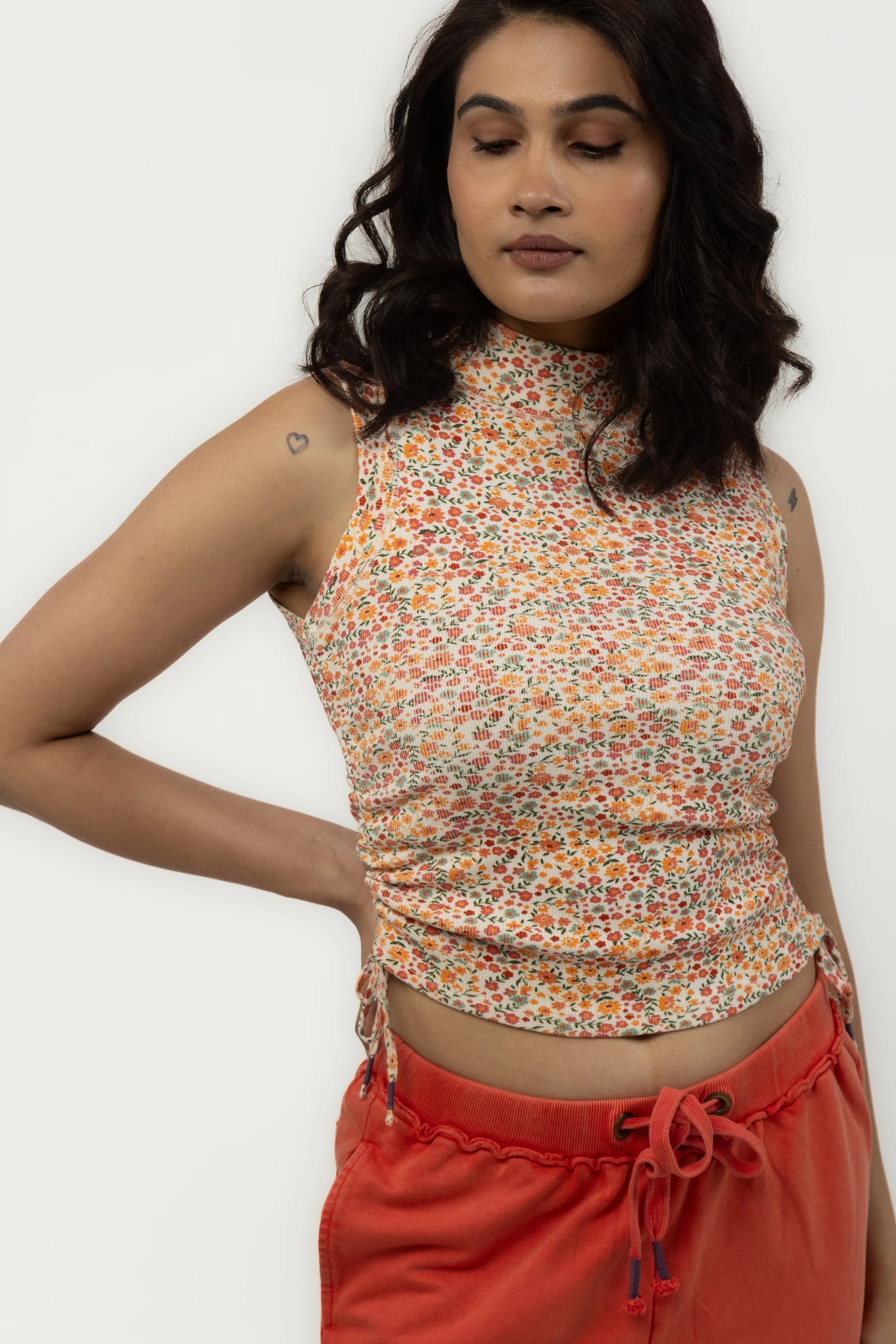 Ribbed Digital Print Tank Top by Purple Potato | Marigold Top