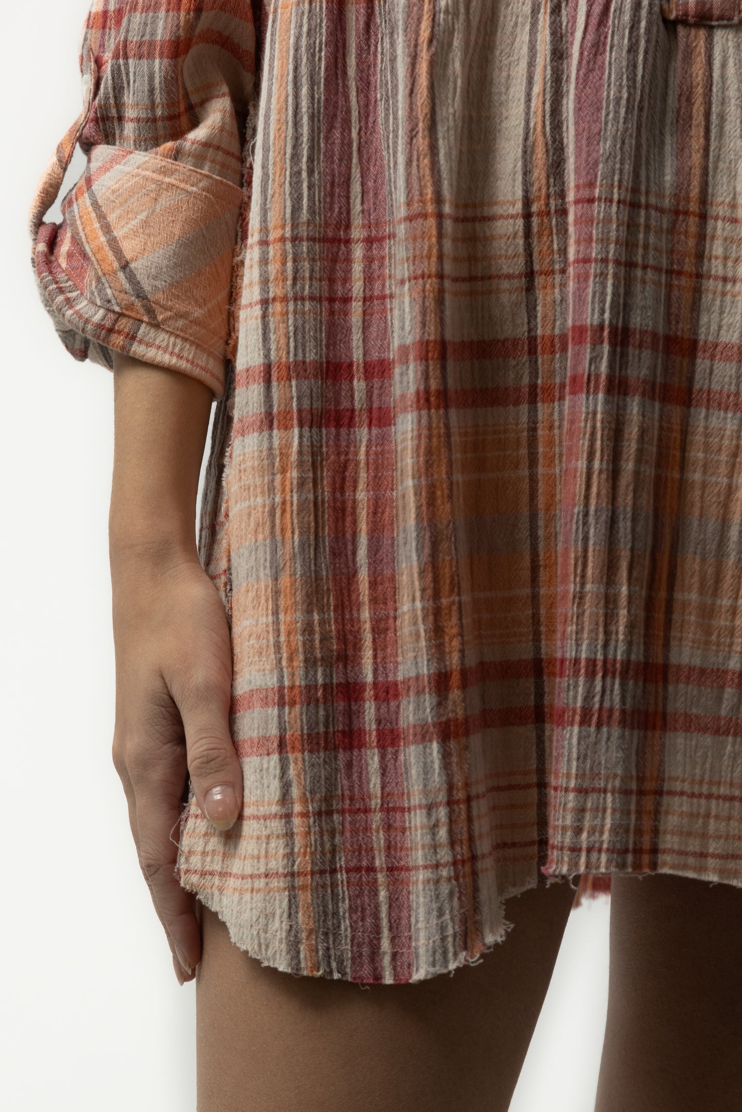 Rosemary Crinkle Plaid Shirt Dress