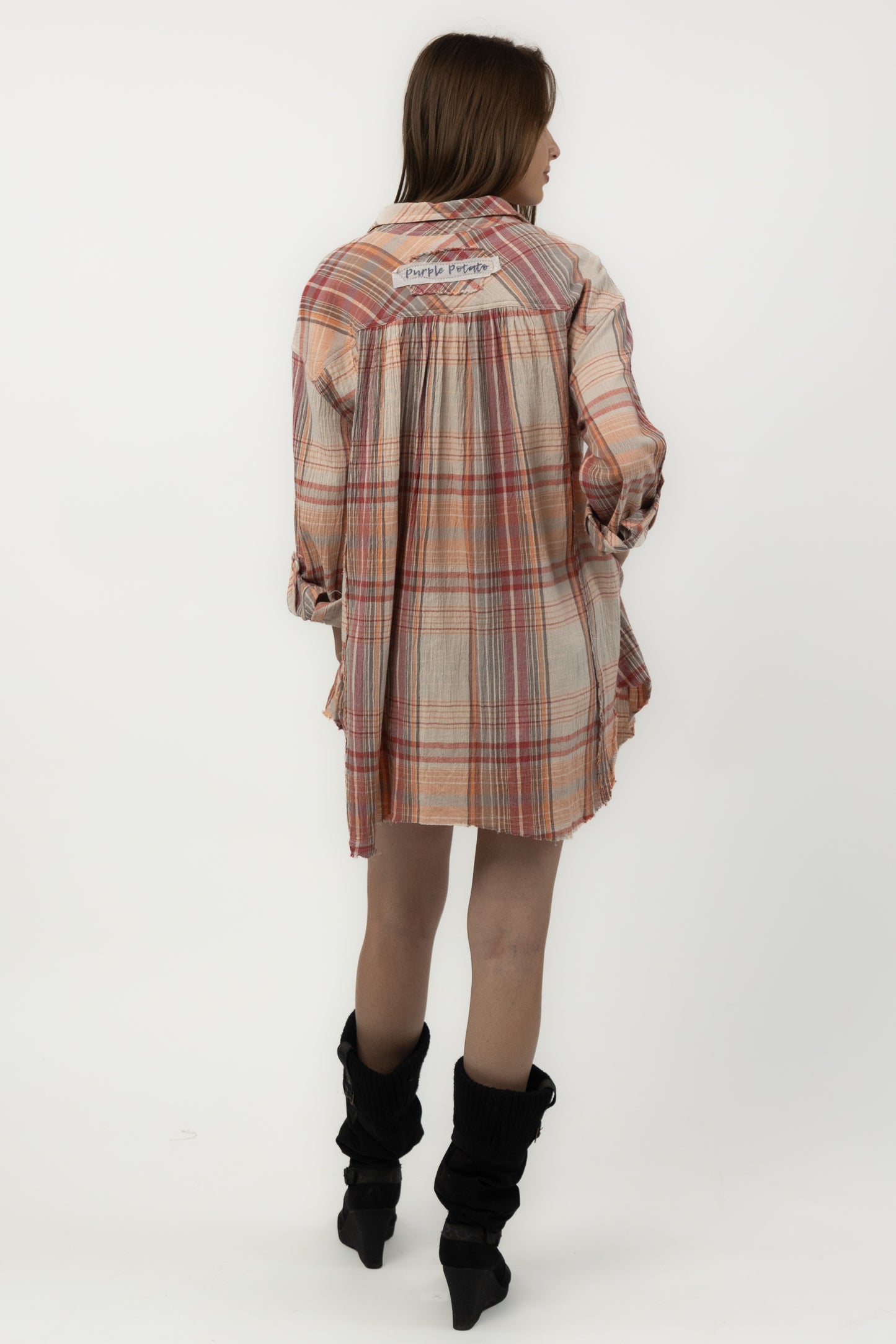 Rosemary Crinkle Plaid Shirt Dress