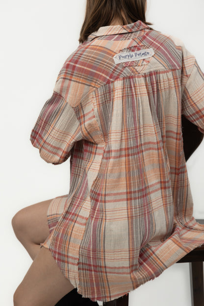 Rosemary Crinkle Plaid Shirt Dress