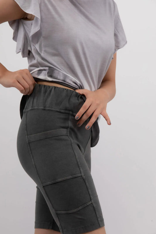 Stalk Cycling Shorts (Grey) - PURPLE POTATO