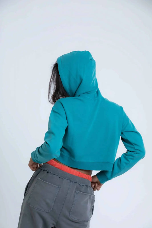 Violet Crop Hoodie (Teal) - PURPLE POTATO