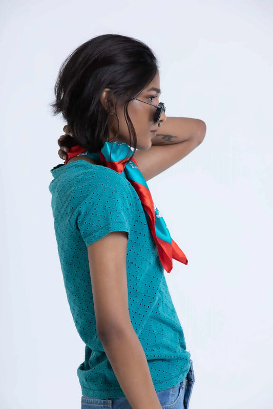 Wax Flower Tee (Teal) - PURPLE POTATO