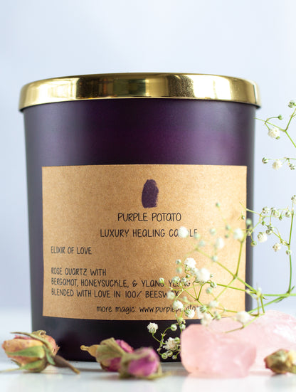 Elixir of Love Rose Quartz Candle (Purple Jar) - PURPLE POTATO