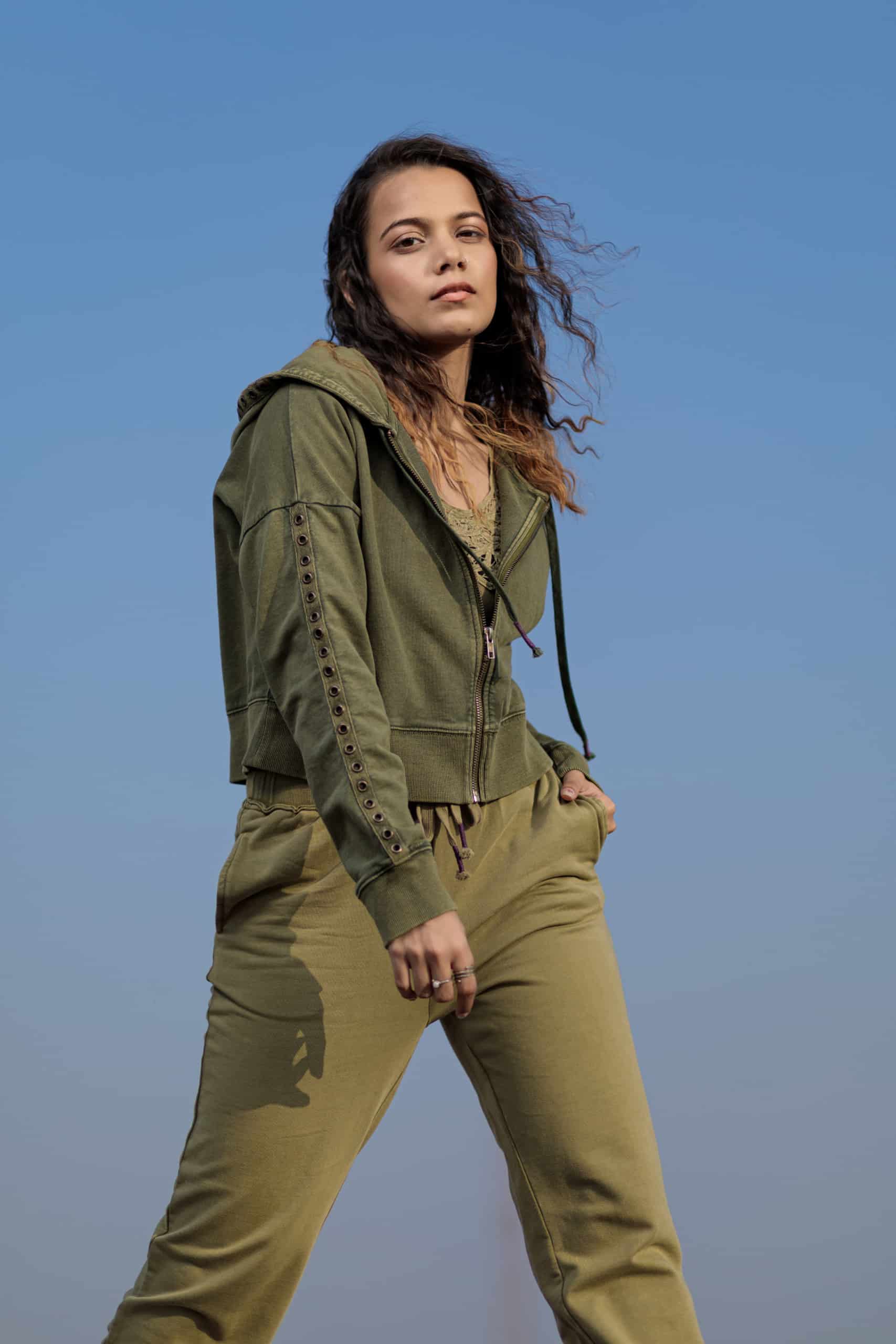 Peace Lily Crop Jacket (Olive) - PURPLE POTATO